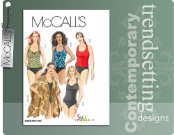 5674 MCCALLS BATHING HALTER/ BRA TOP, BRIEFS, COVER UP PATTERN 18W-24W UNCUT